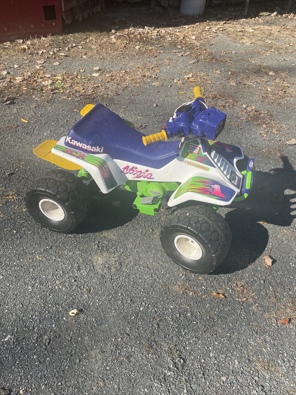 Vtg 90s Kawasaki Ninja XCR Power Wheels Ride-On Quad Neon Kids Rare Car Retro