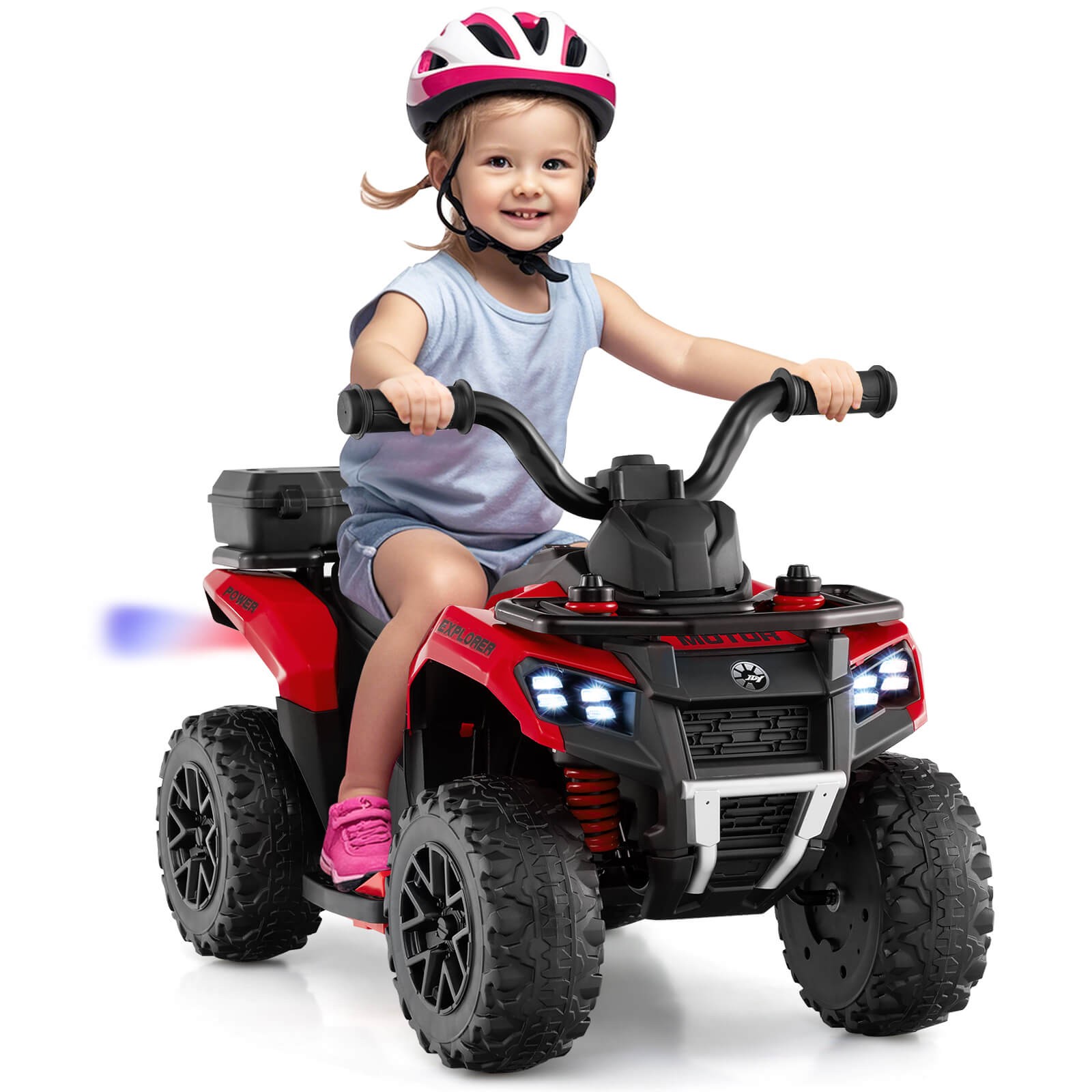 6V Kids Ride On ATV w/ Music & Spray Function USB Port Storage Box Toy Car
