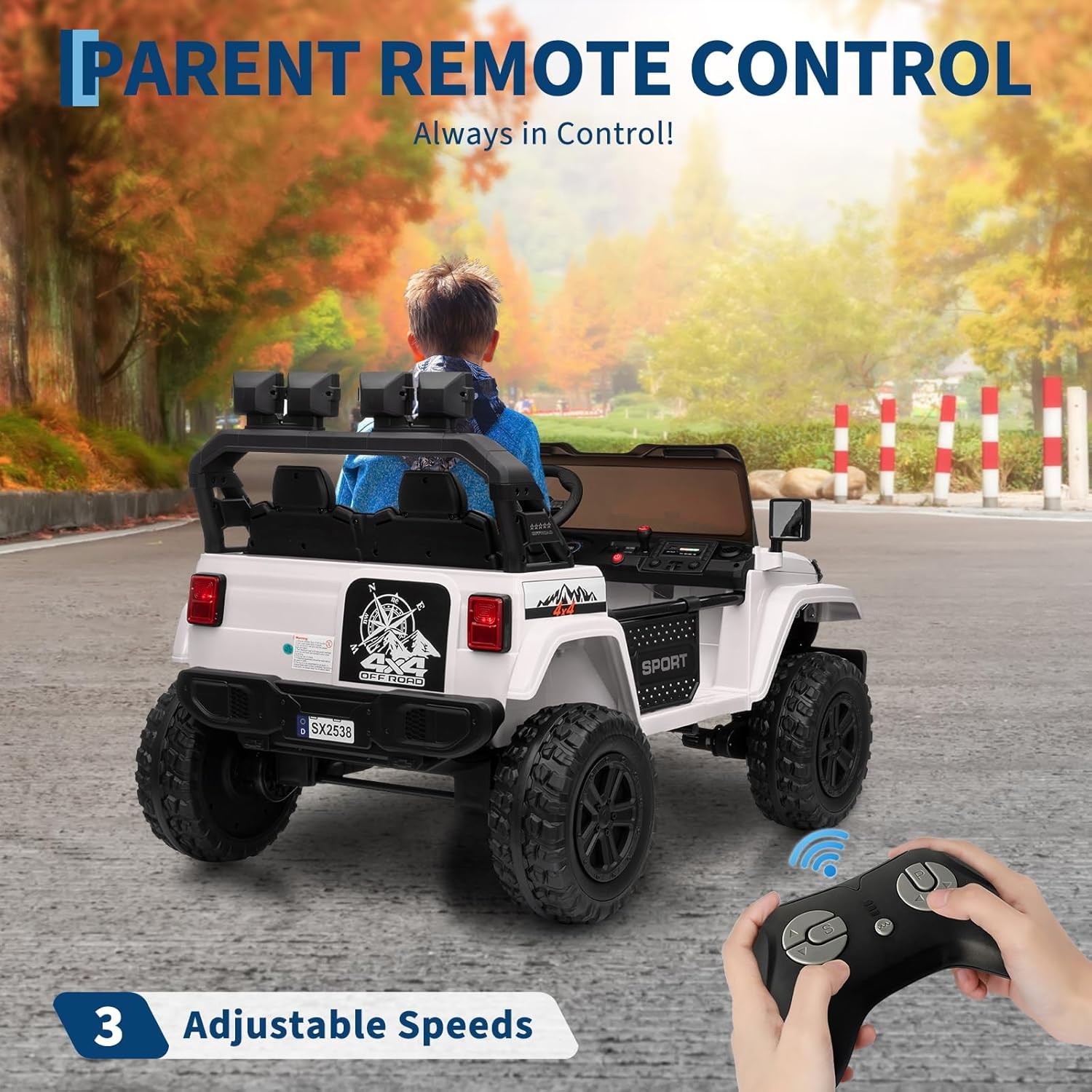 Ride On Toys 2 Seater 24V Toddler Car with Remote Control, Truck w/ 4-Wheeler