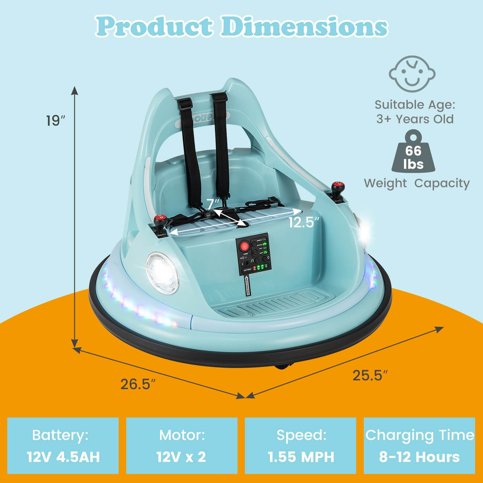 12V Kids Electric Ride On Bumper Car Battery Powered Bumper Car w/Remote Control