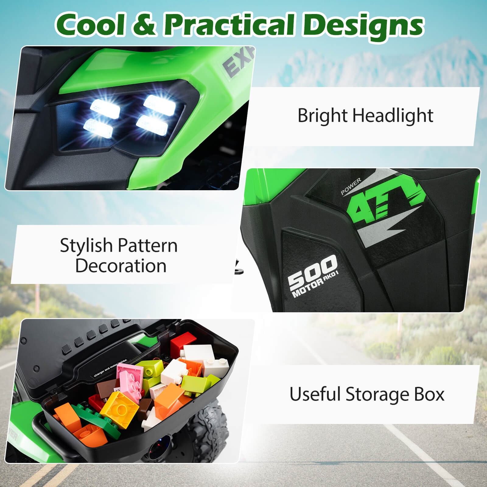 6V Kids Ride On ATV w/ Music & Spray Function USB Port Storage Box Toy Car