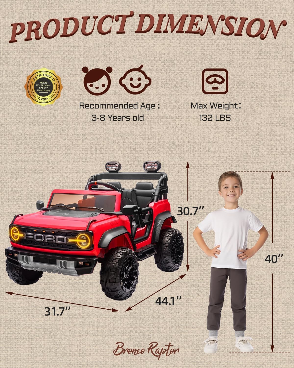 First Ride On Ford Bronco 24V Ride on Toys for Boys & Girls, 2 Seater Kids El…