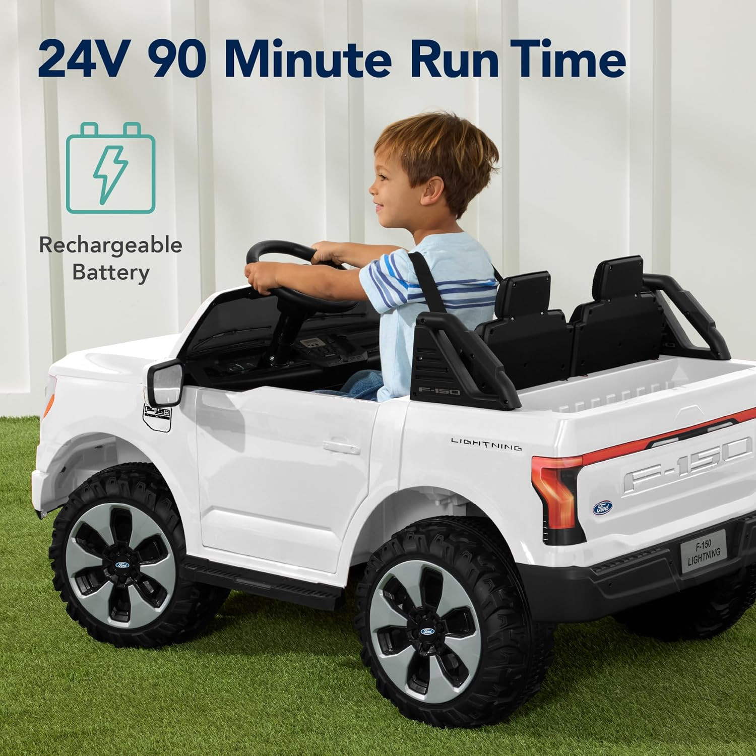 Licensed Ford F-150 Lightning Truck Kids 24V 2-Seater Electric Ride on Car Toy W