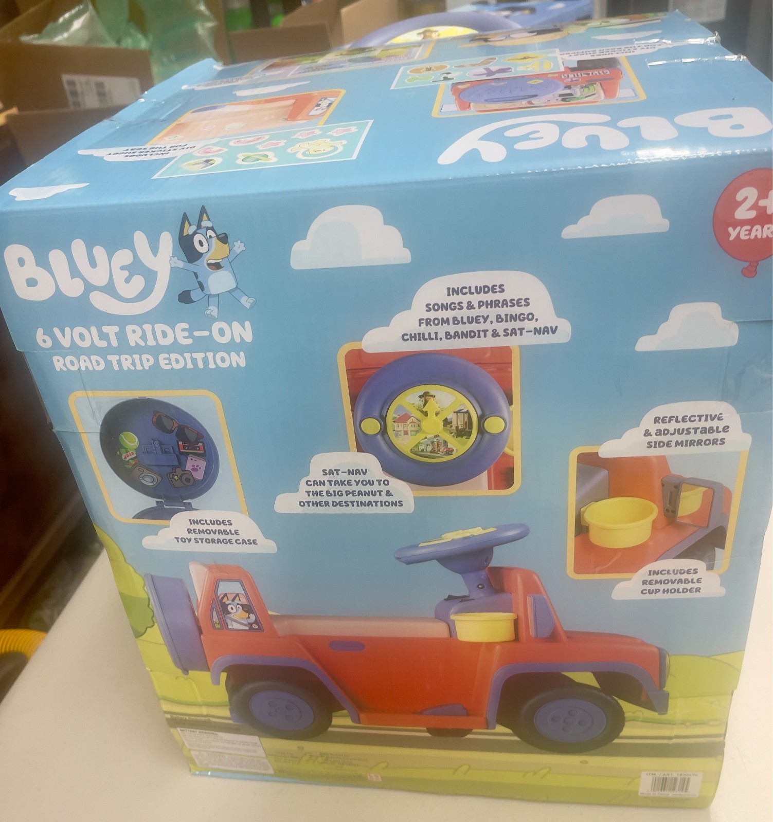Bluey 6Volt Ride-On Car for Kids with Road Trip Map & Big Peanut Brochure NEW