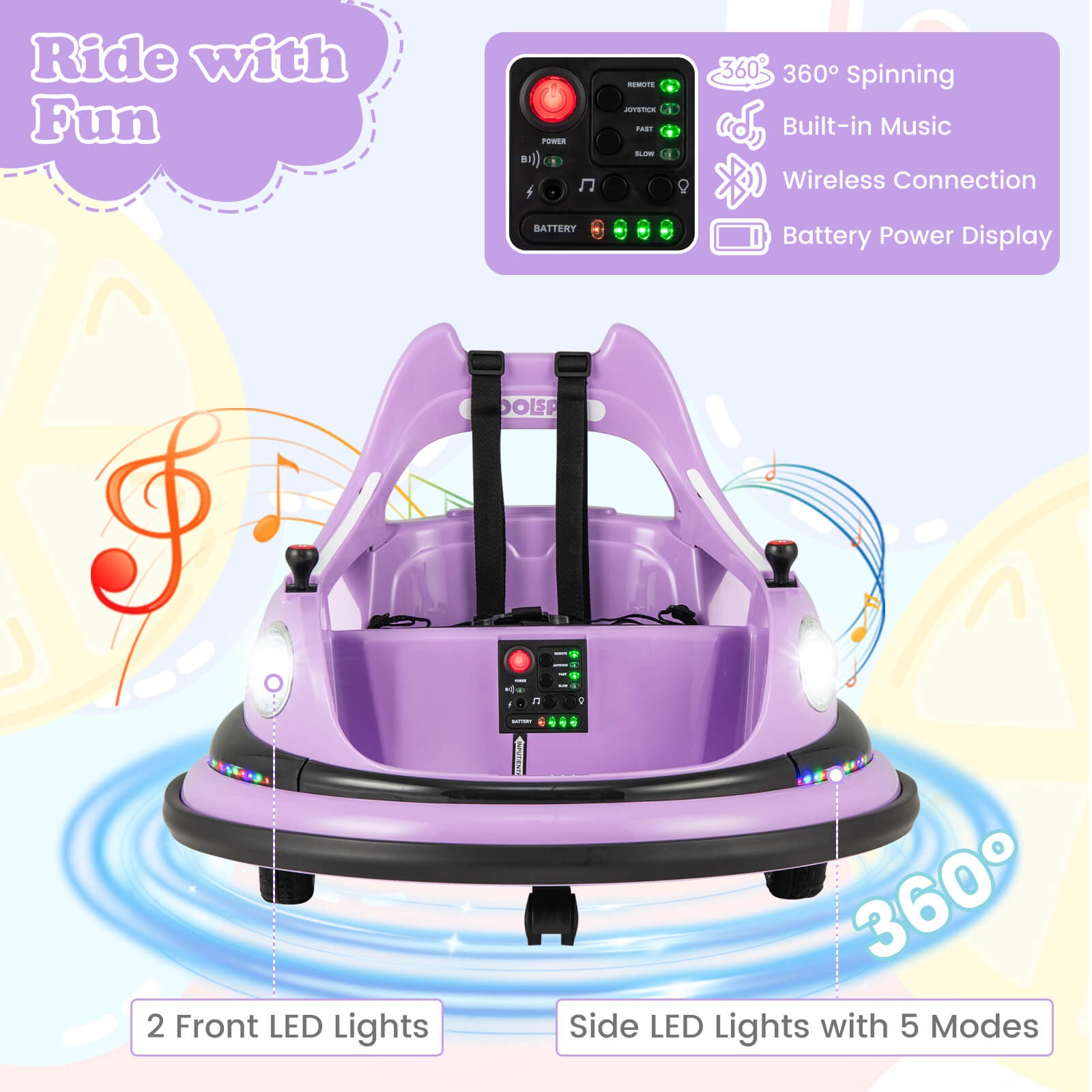 12V Kids Electric Ride On Bumper Car Battery Powered Bumper Car w/Remote Control