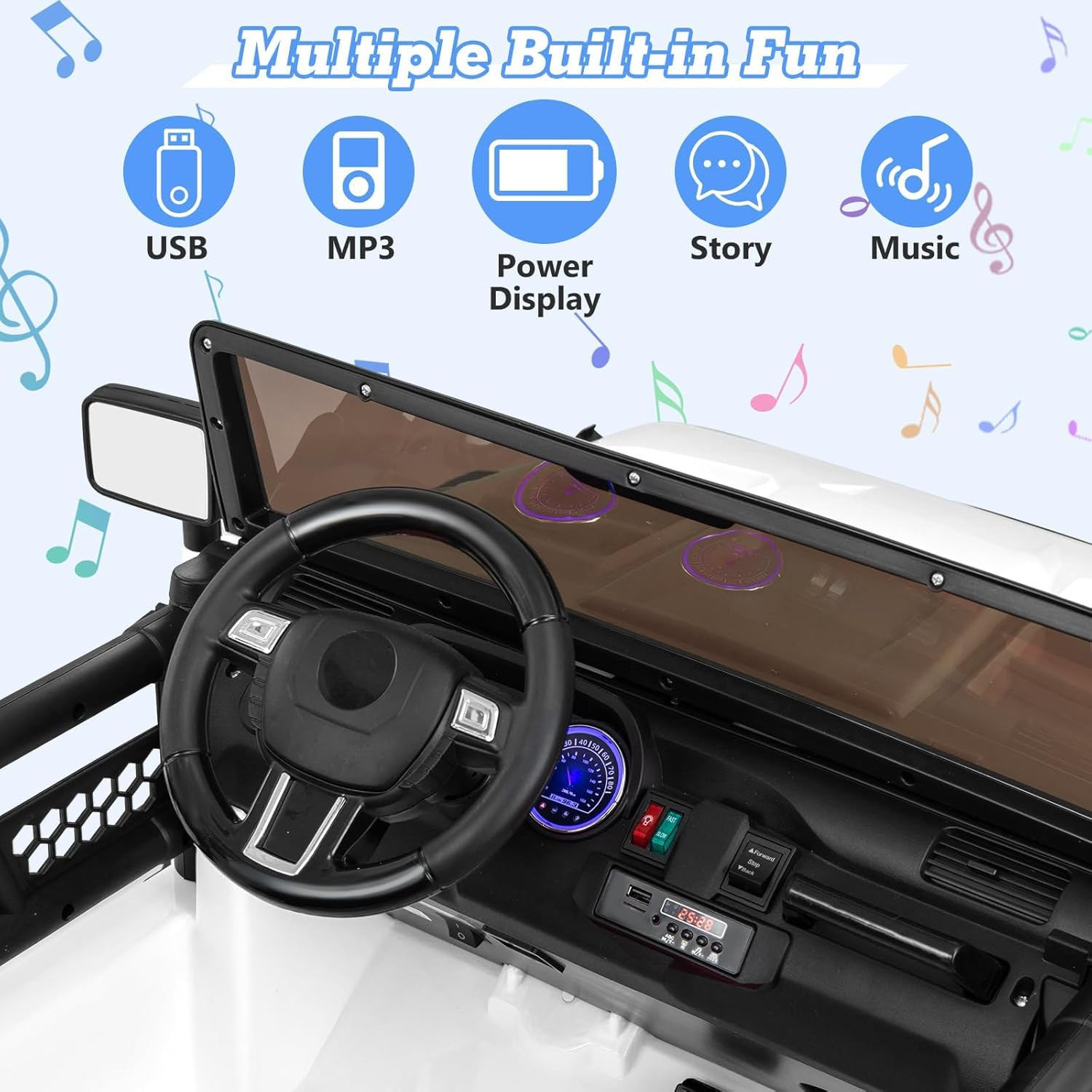 24V Ride on Car, 2WD/4WD Switchable 2 Seater Kids’ Electric Vehicle Jeep Truck w