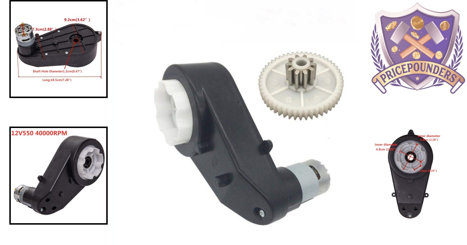 Kids Ride on Car Gearbox with 12V DC Motor 40000 RPM for Toy Repair Replacement