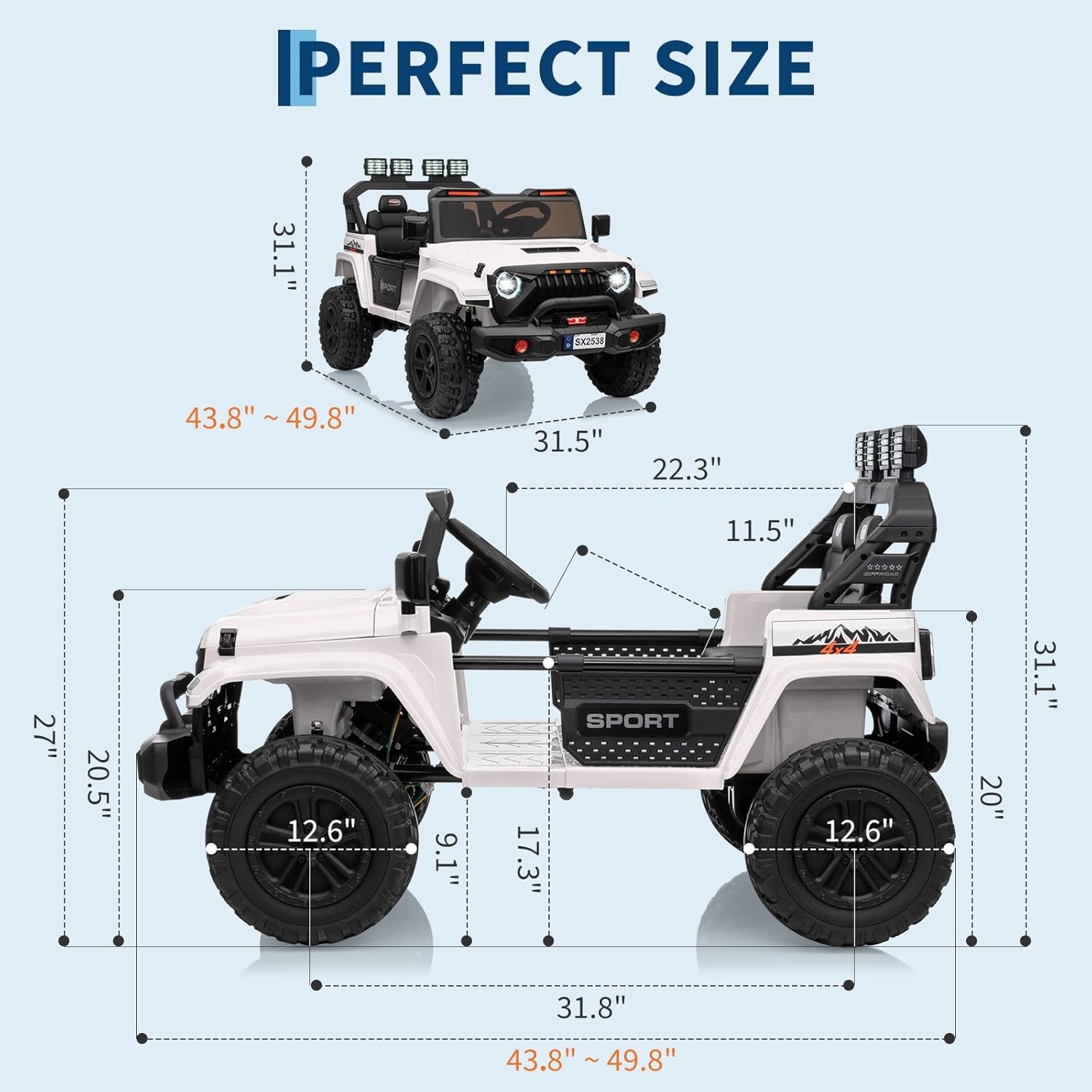 Ride On Toys 2 Seater 24V Toddler Car with Remote Control, Truck w/ 4-Wheeler