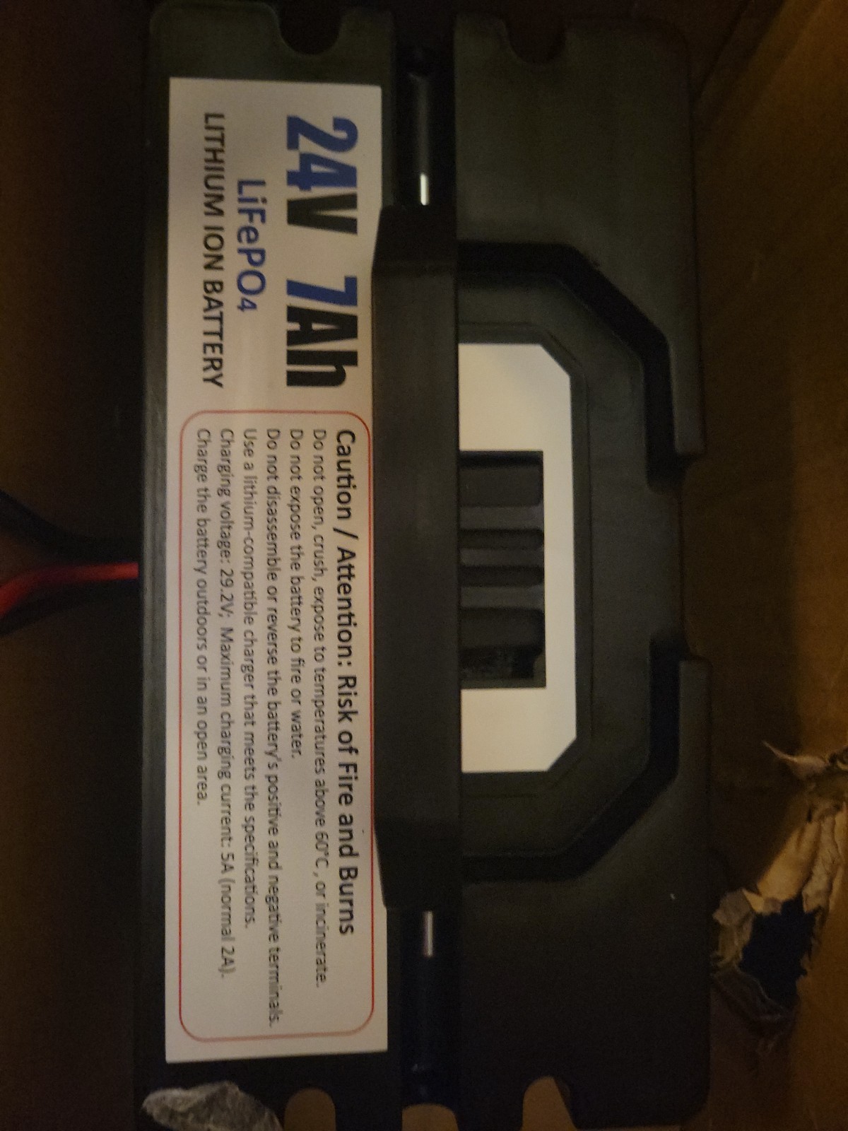 24V 7Ah Lithium LiFePO4 Battery With Charging Cord