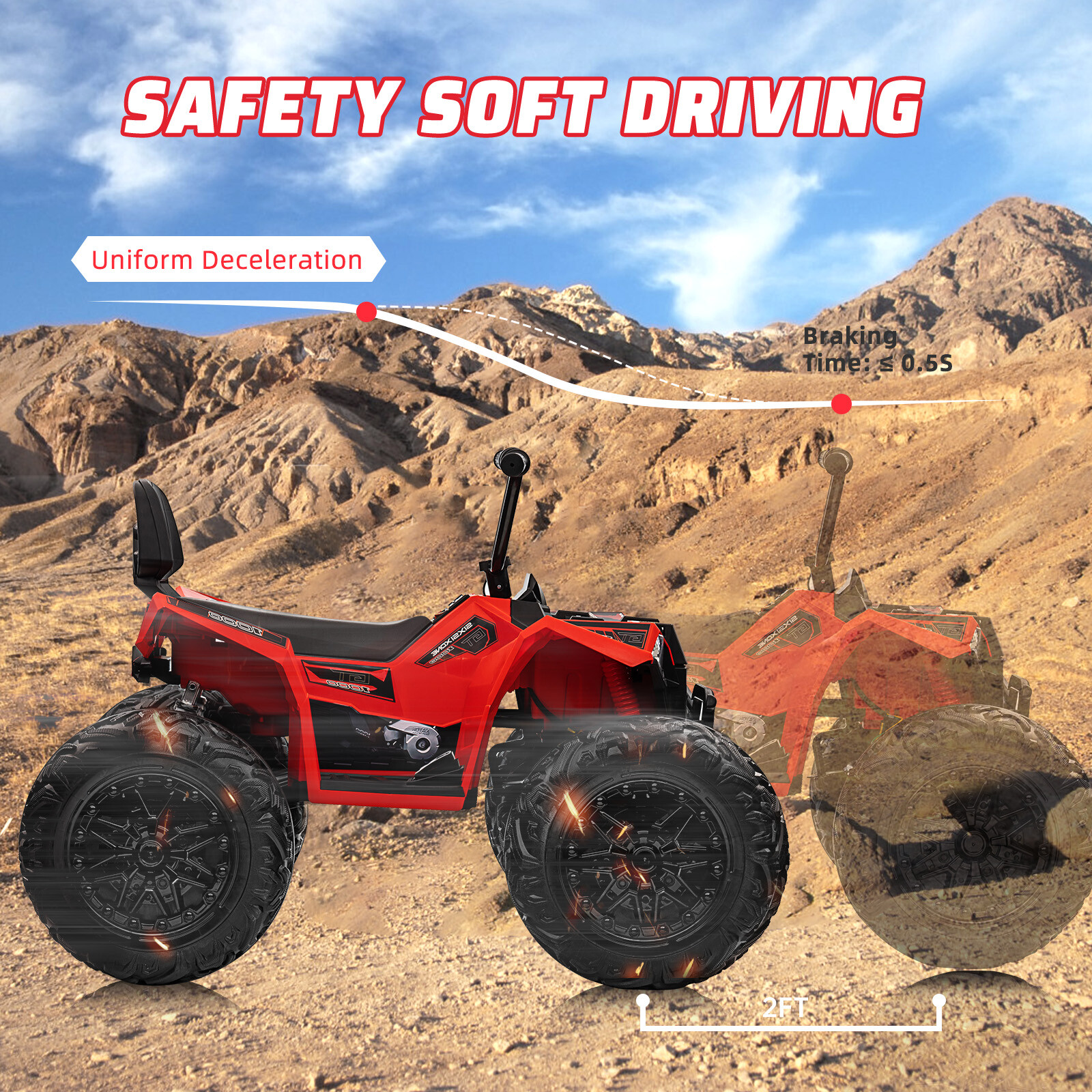 Kids ATV Car, 24V Ride On Car 4WD Quad Electric Vehicle, 4x80W Powerful Engine