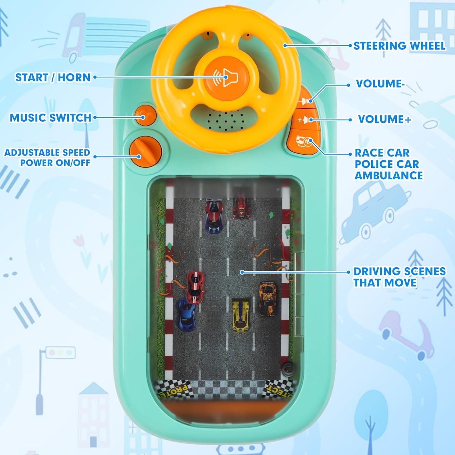 Educational Steering Wheel Toy | Toddler Traffic Sense & Hand-Eye Coordination