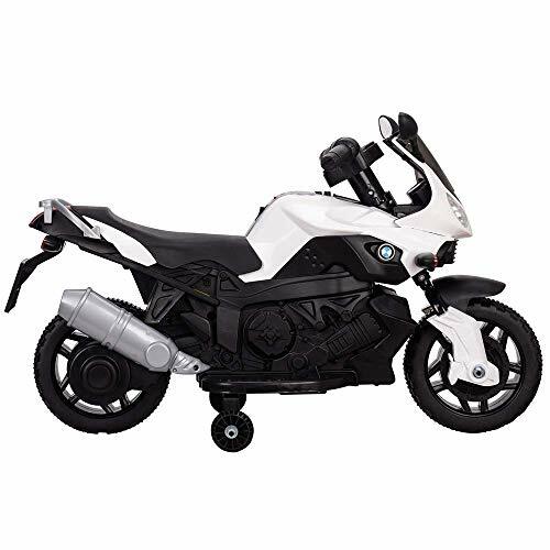 Tamco Sports Motorcycle Ride On Toy with Training Wheel, Electric Power White