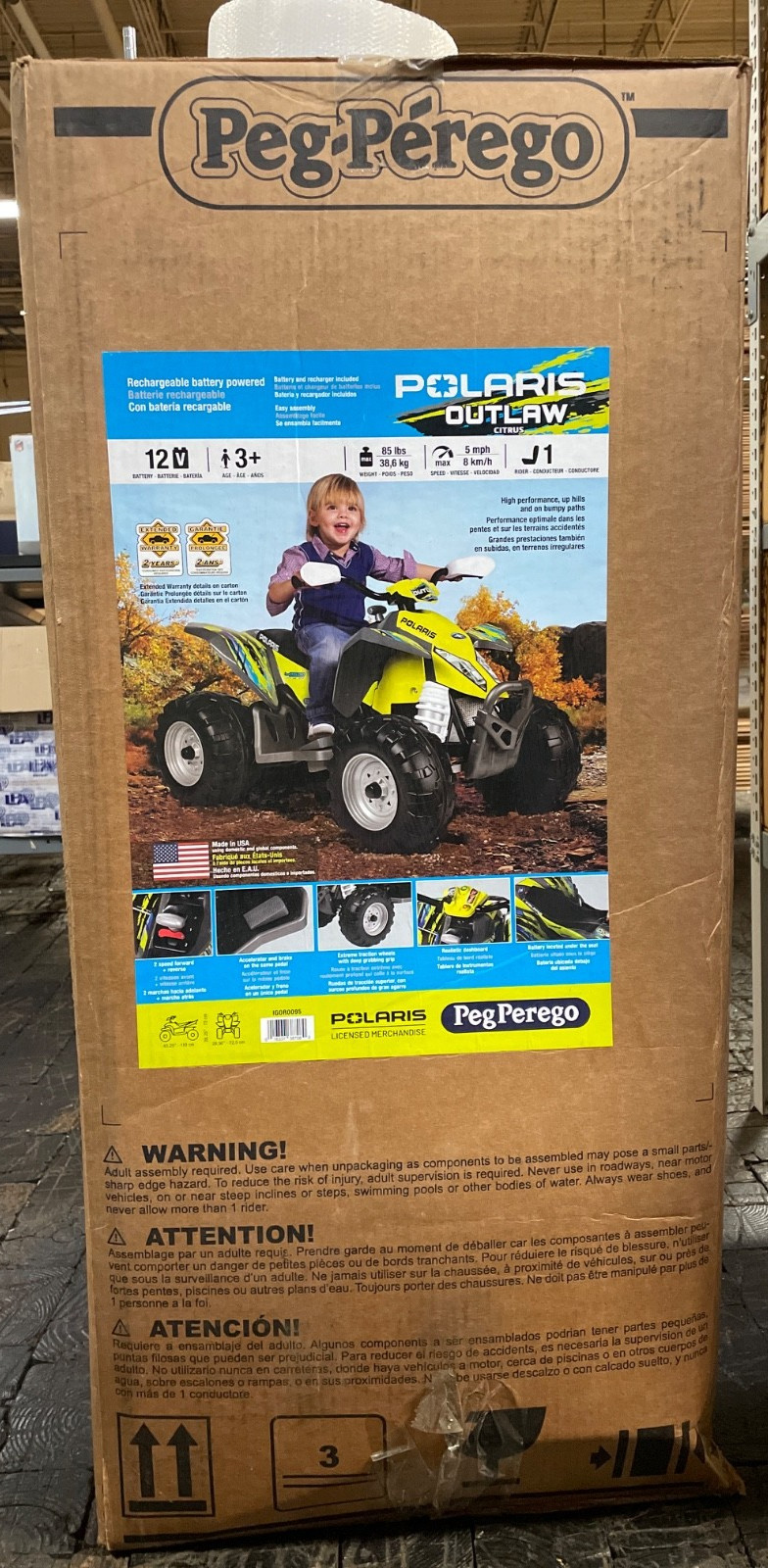 POLARIS OUTLAW CITRUS Ride-On Toy ATV New in Box