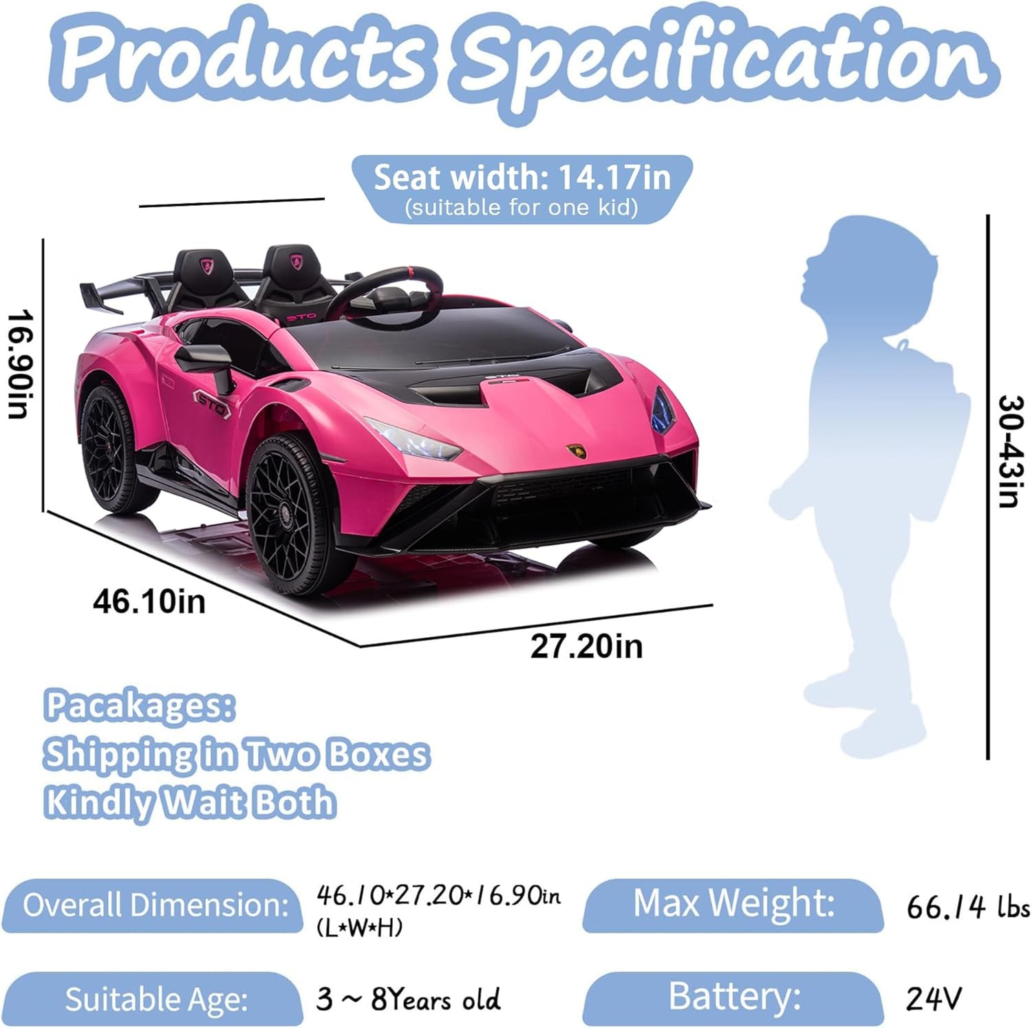 24V Licensed Lamborghini Kids Ride on Car Electric Drift Car W/Remote 360° Spin