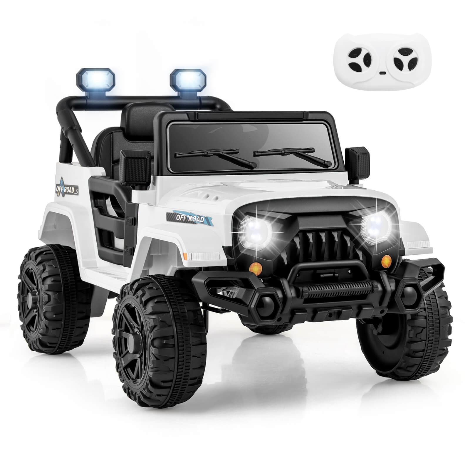 12V Kids Ride on Truck Car w/Remote Control, Threaded Wheels 3 Speeds LED Lights