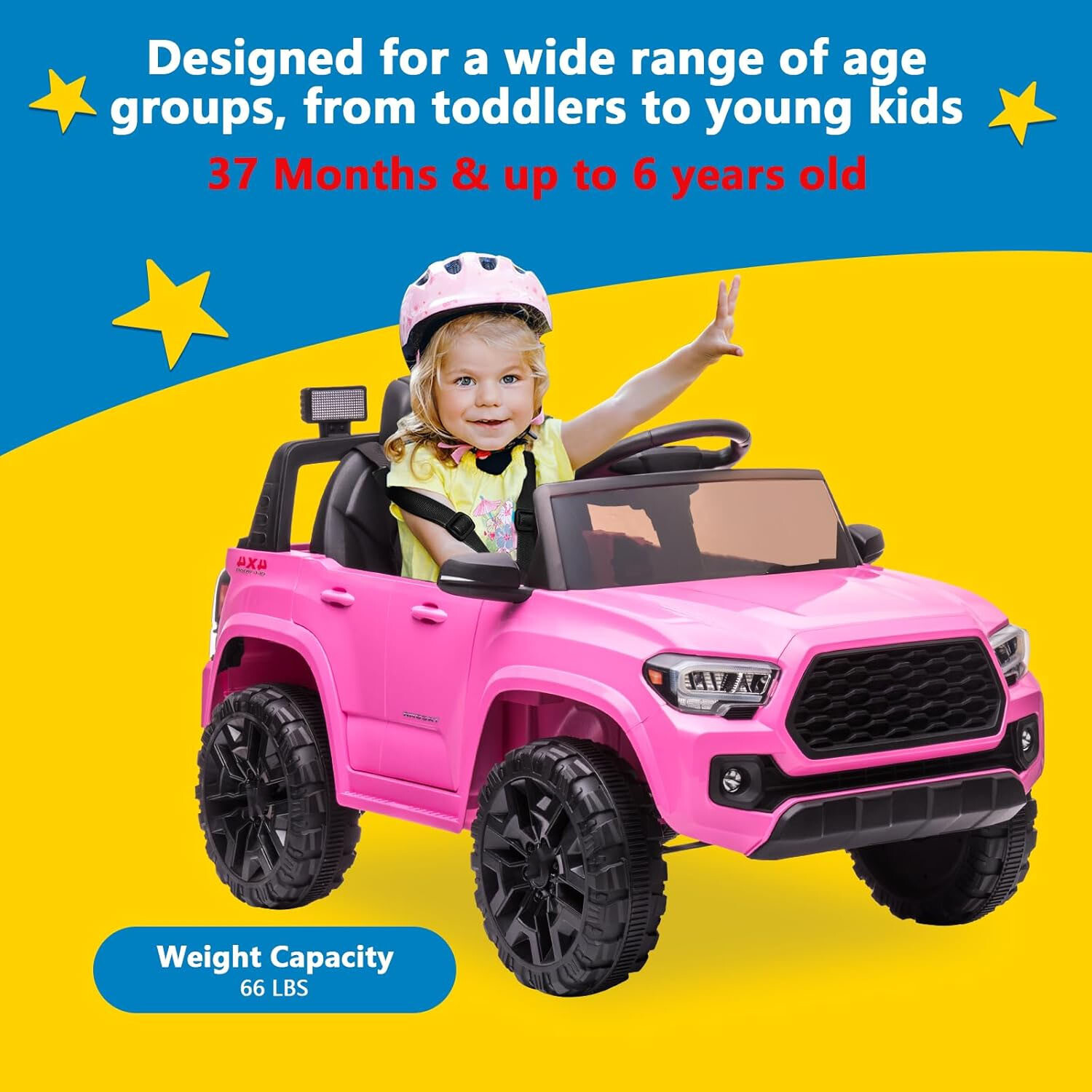 12V Kids Ride-On Car With Parent Remote Control &LED Headlights for 3-6 Year Old
