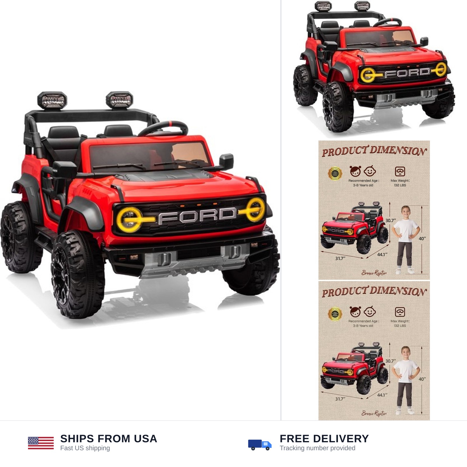 First Ride On Ford Bronco 24V Ride on Toys for Boys & Girls, 2 Seater Kids El…