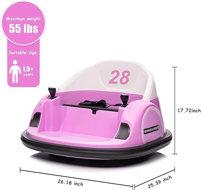 12V Kids Ride on Bumper Car 360 Degree Spin with Remote Control for Toddlers