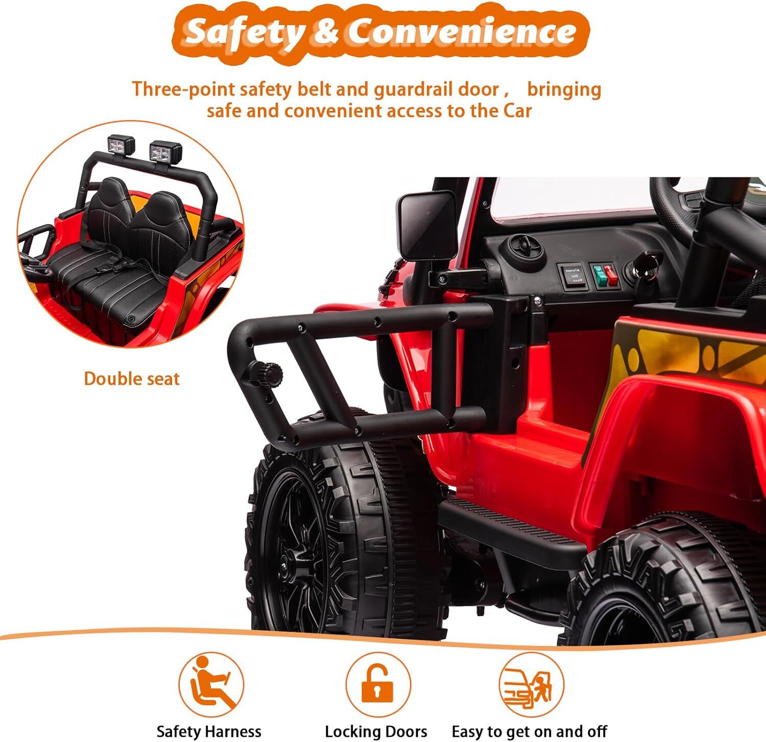 Electric Ride On Car, 2 Seater Battery Powered Truck With 4x35W Powerful Wheels