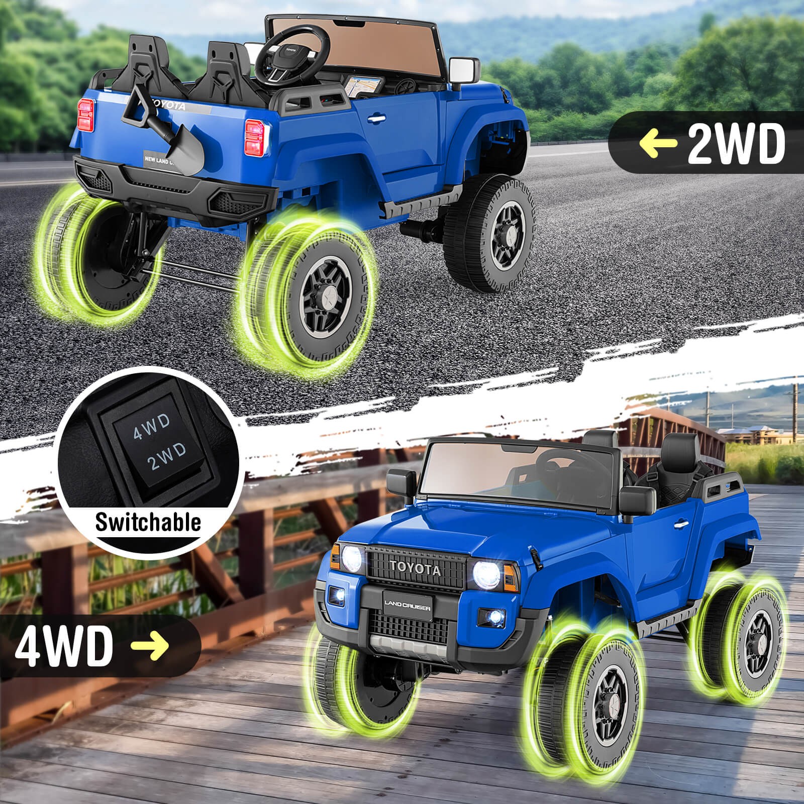 24V 2 Seater Ride on Car for Kids Licensed Toyota LC250 Ride on Truck w/Remote