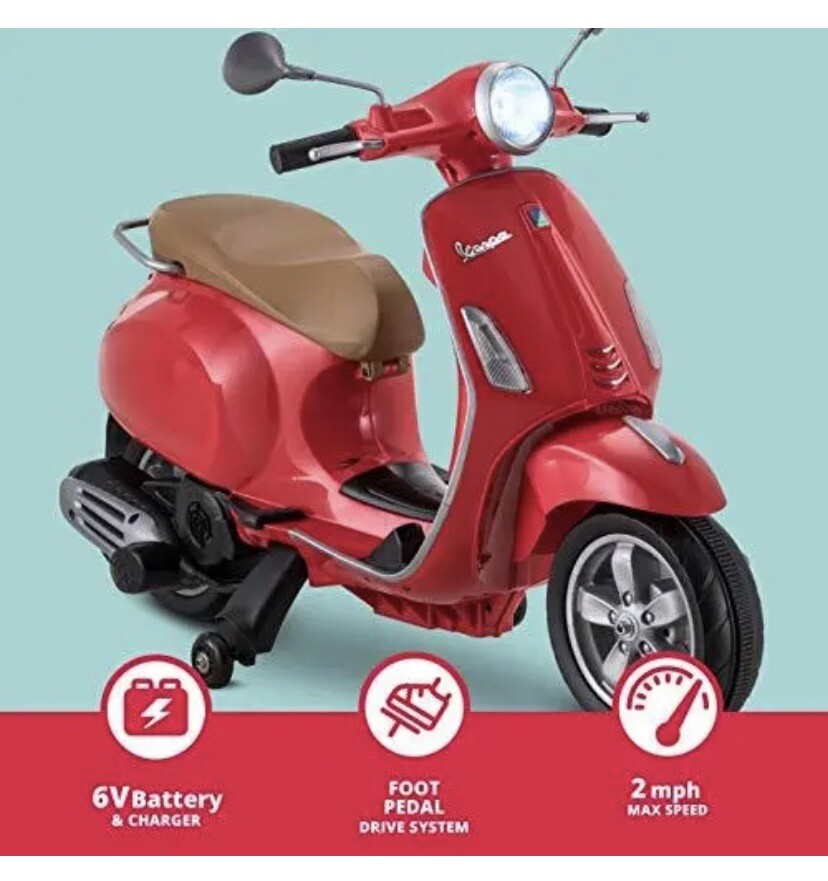Kid Trax Toddler Vespa Scooter Electric Ride On Toy, 3-5 Years Old, 6 Volt, Max