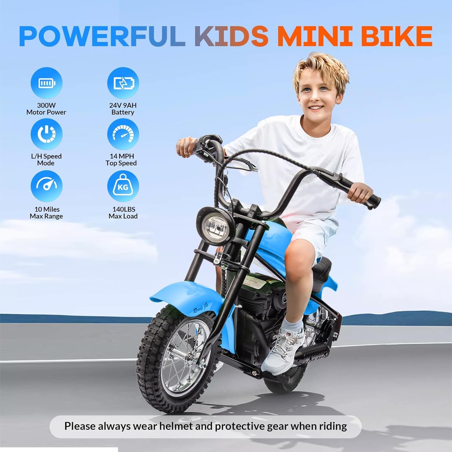 Ride on Electric Motorcycle for Kids 24V 250W Electric Dirt Bike with LED Light