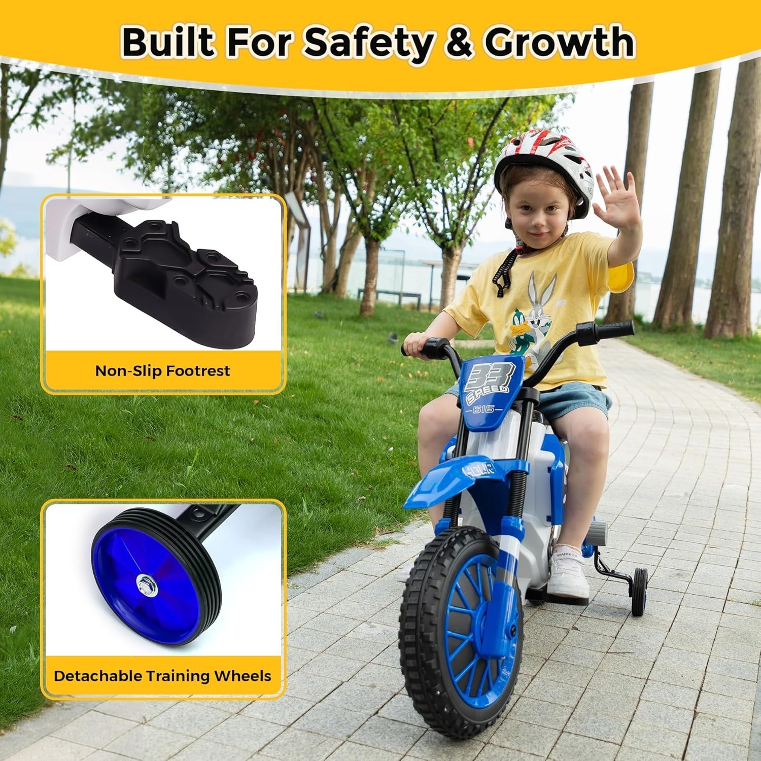 TOBBI 12V Kids Motorcycle Dirt Bike Electric Motorcycles Ride on Toys Motorbike