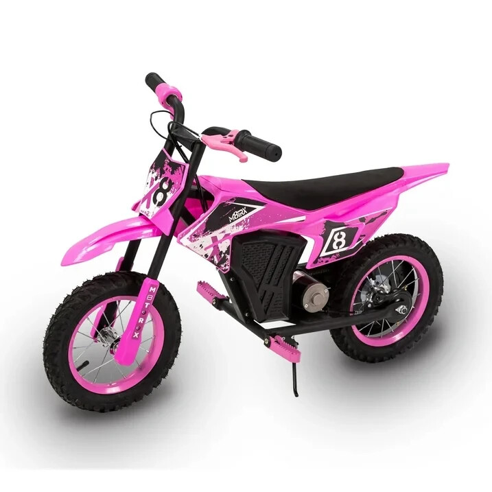 Kid’s 12V Electric-Powered Mini Dirt Bike, Ride-On Toy, Ages 5+, Pink