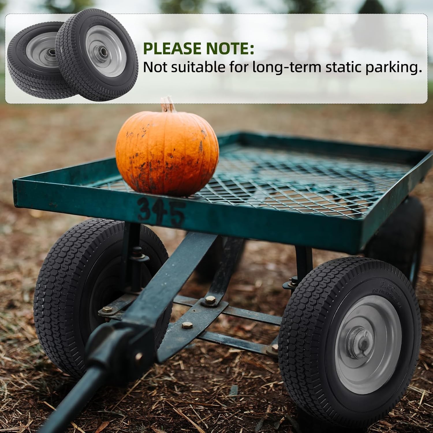 2-Pack 8-Inch Solid Wheel Replacement Flat Free Tire and Wheel for Hand Truck