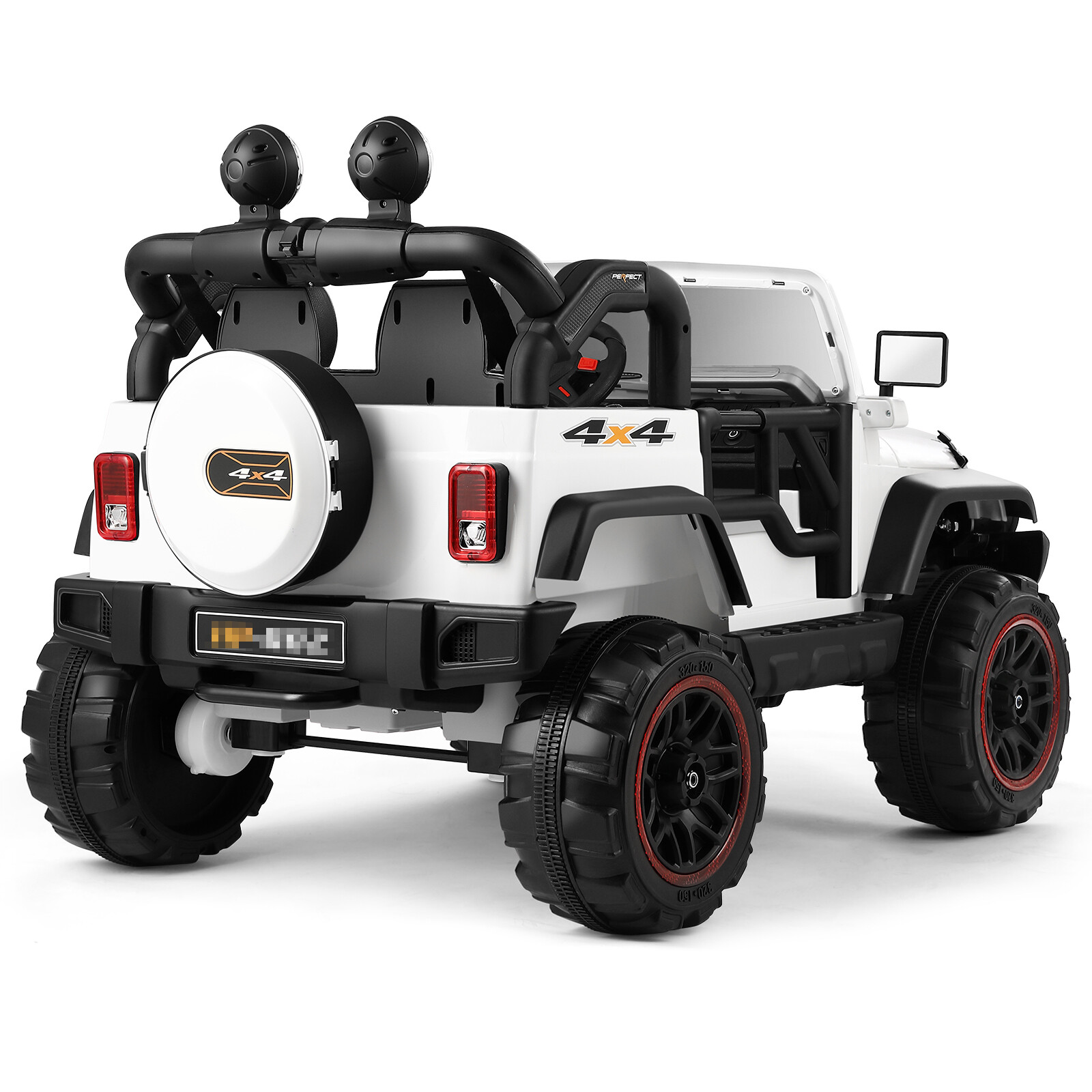 12V Battery 3 Speeds Kids White Ride On Car Truck w/ RC+MP3+LED Light+USB+Cover