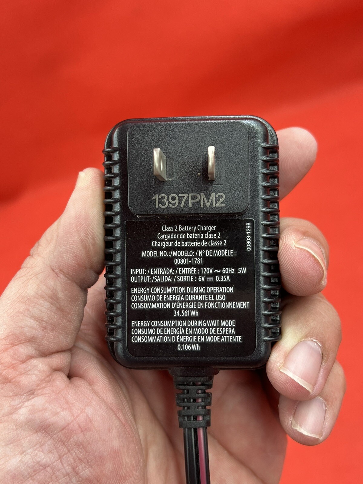 Fisher Price Power Wheels 00803-1295 12v Battery Charger Original OEM