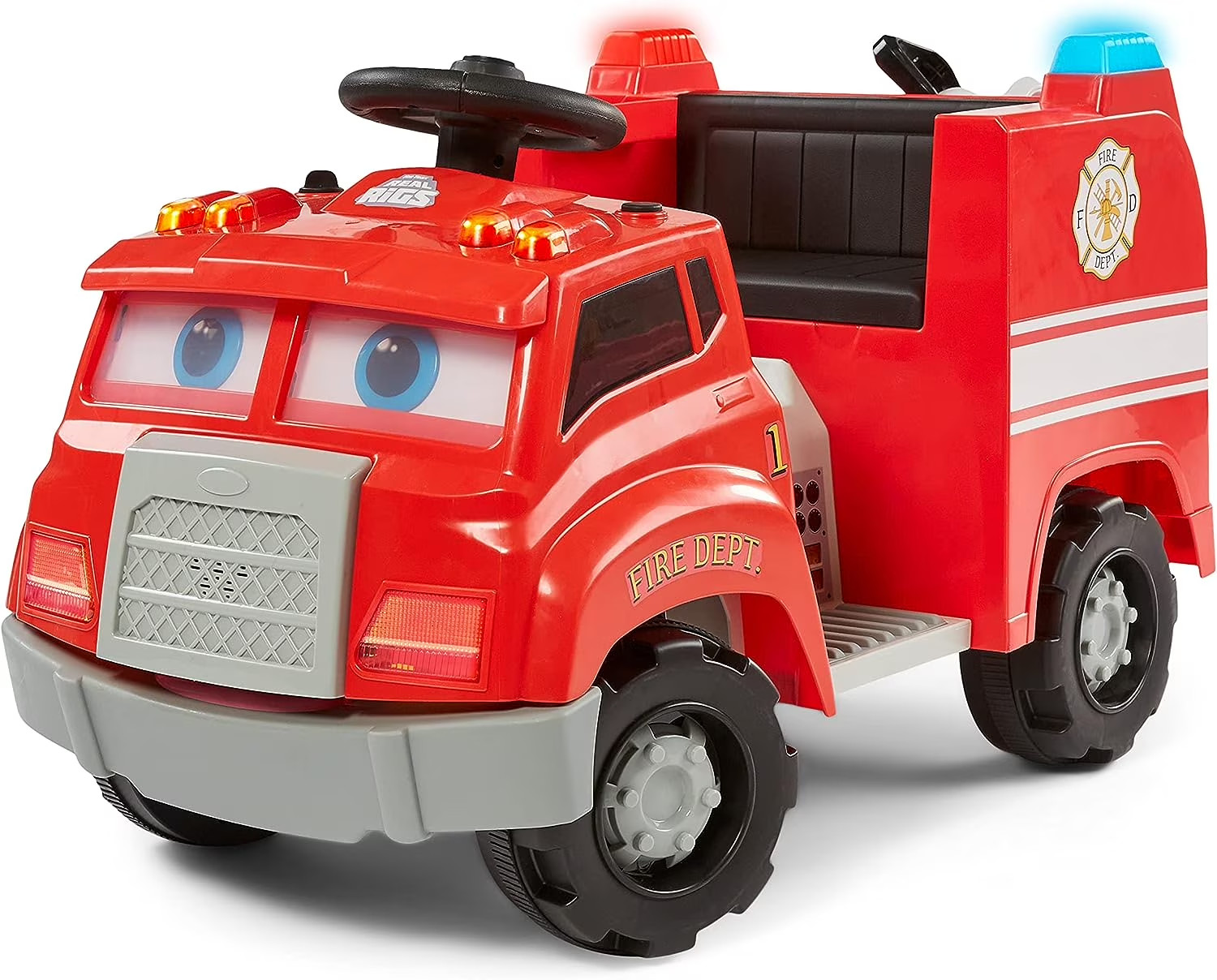 Kids Ride On Toy Recycling Fire Truck 6V Battery Powered Interactive Sounds