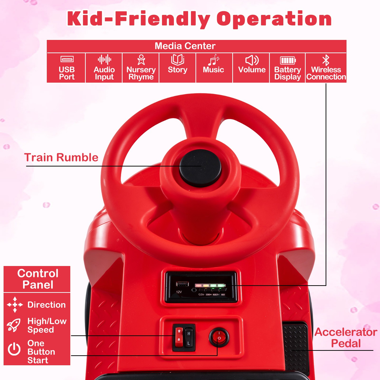 2-Seater Ride on Train,Licensed Chuggington Electric Vehicle w/Adjustable Seat