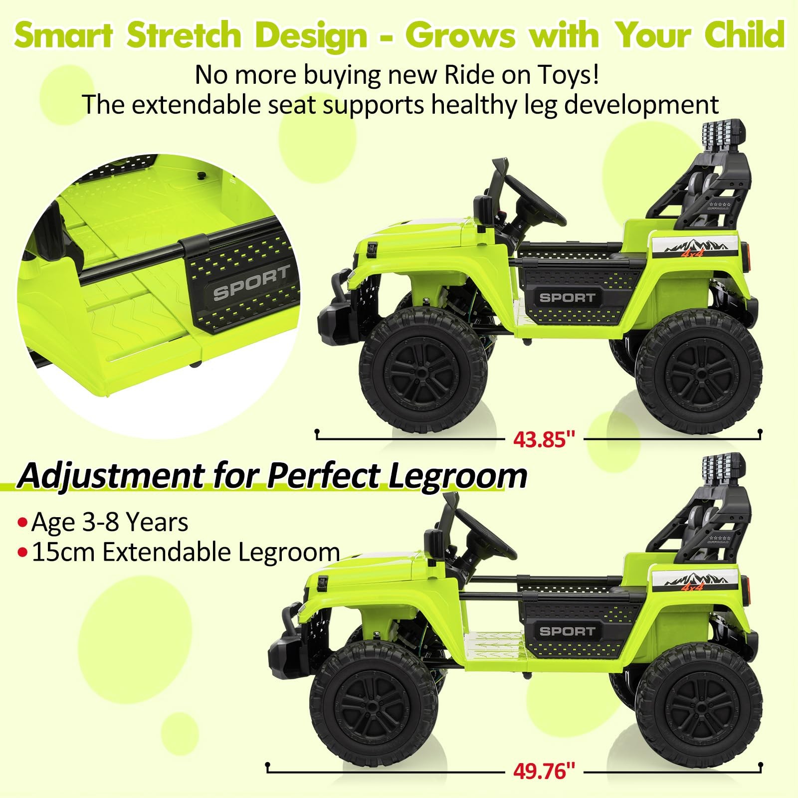 Ride On Toys 2 Seater 24V Toddler Car with Remote Control, Truck w/ 4-Wheeler