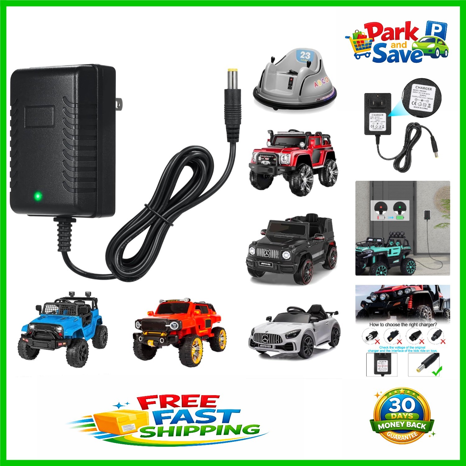 Universal 12V Battery Charger for Kids’ Ride-On Toys – Short Circuit Protection