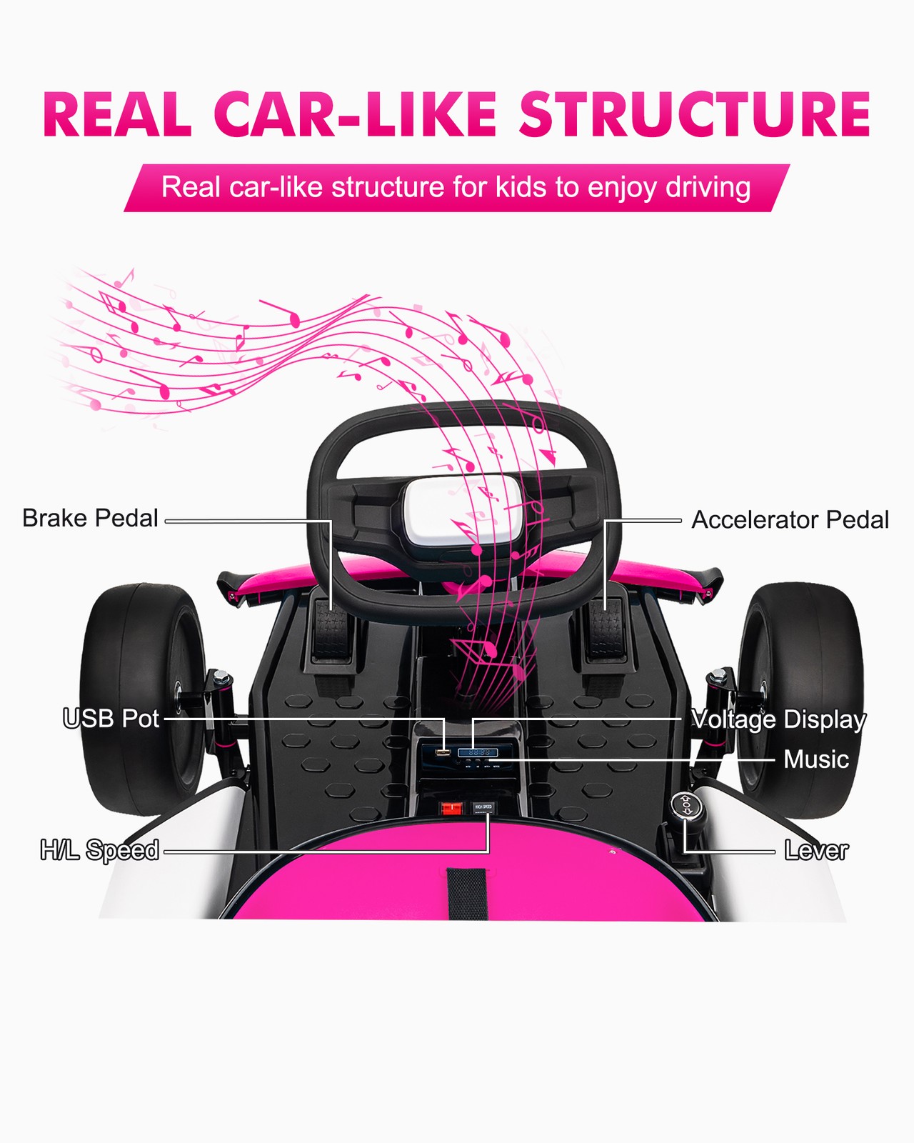 Kids 24V Ride On Toy Go Kart Child Electric Drift Go-Kart w/Long-Lasting Battery