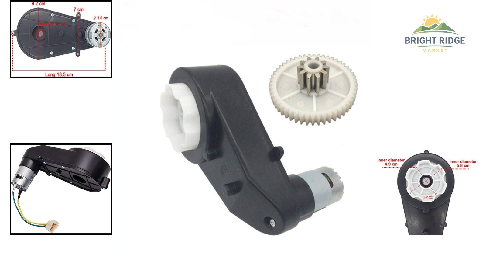 24V Gearbox Motor for Kids Electric Ride On Cars, High Torque Performance