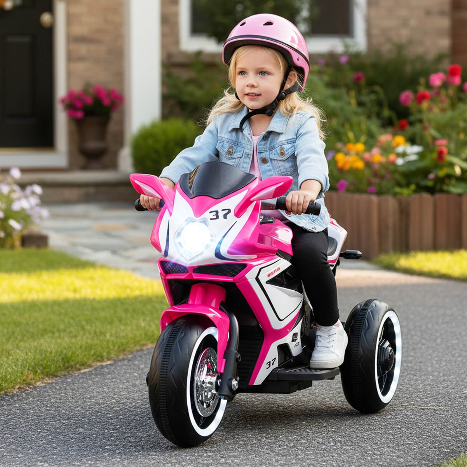 Kids Ride on Motorcycle 6V Battery Powered Mini Electric Motorbike w/ LED Lights