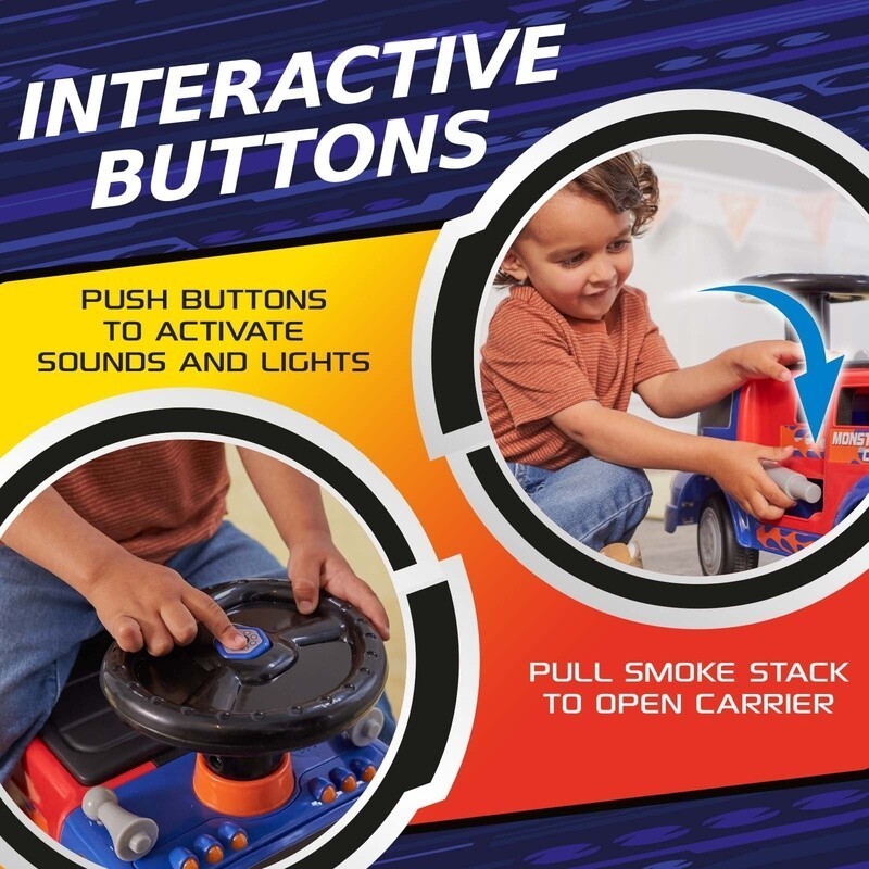 Ride On Toy Monster Rig Carrier Kids 1-3 Years Interactive Fun Unisex 44lbs New