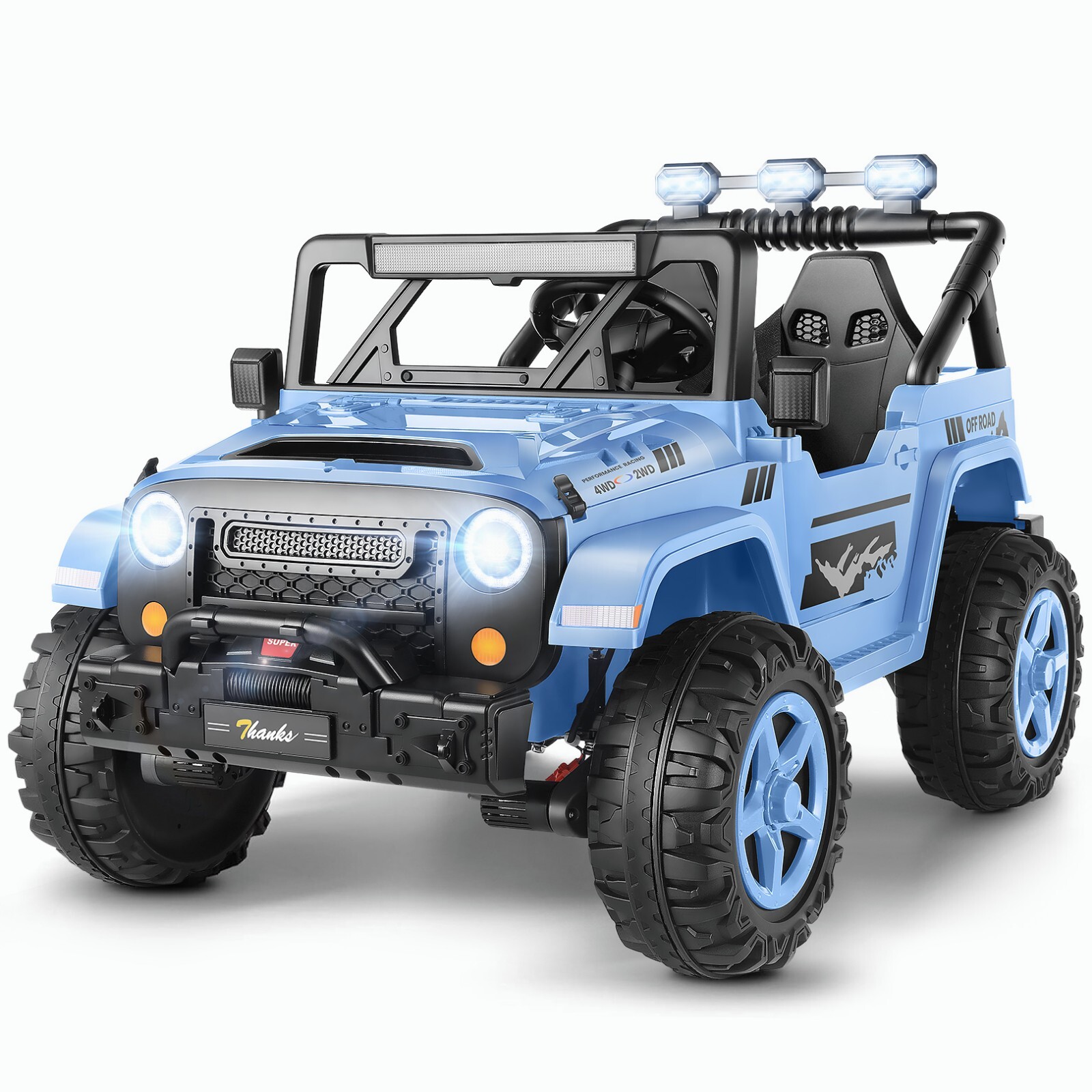 24V 4WD Ride on Cars with Remote Control, 2 Seater Power Wheels w/ 4*200W Motor