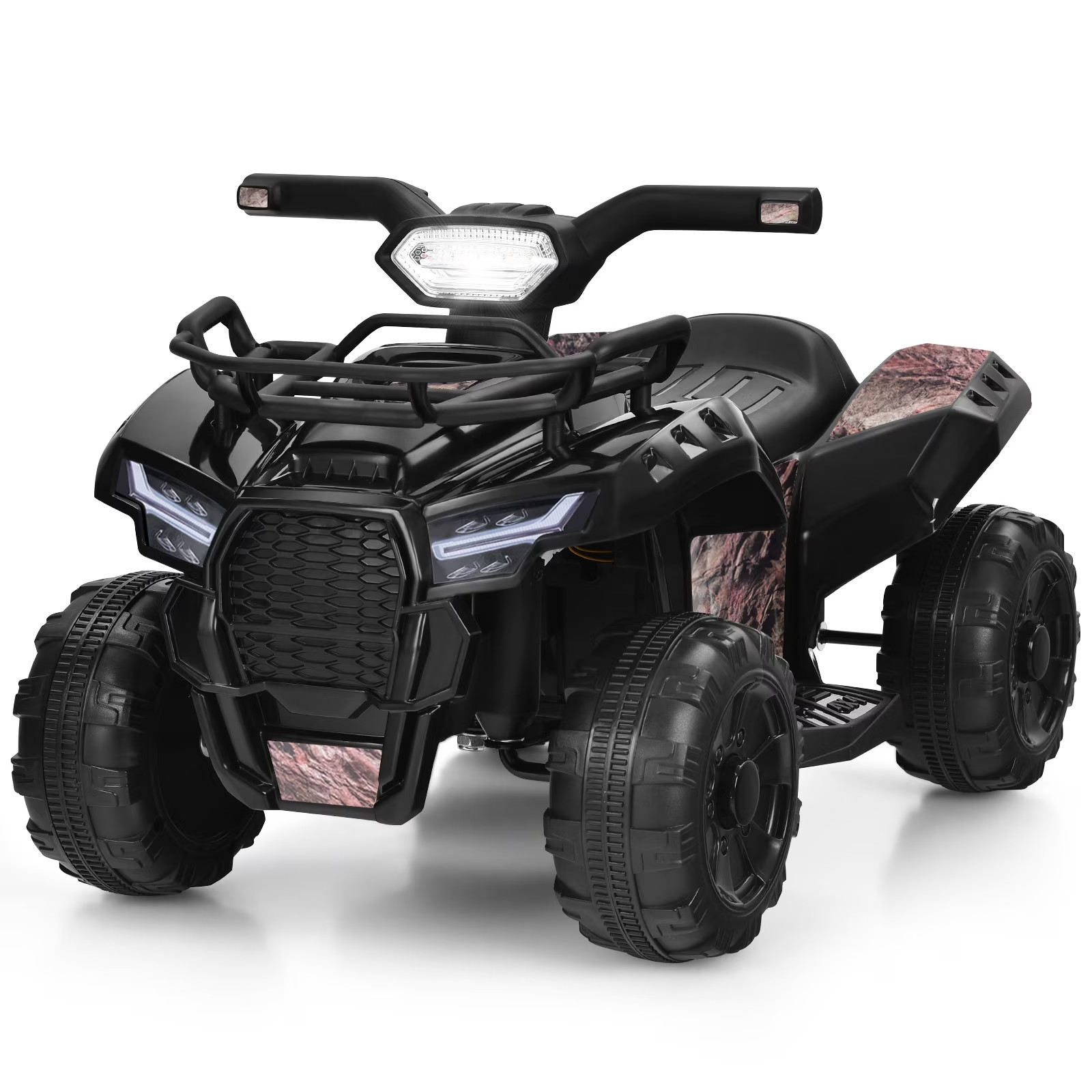 6V Kids ATV Quad Electric Ride on Car Toy Toddler W/Led Light&Mp3 Black
