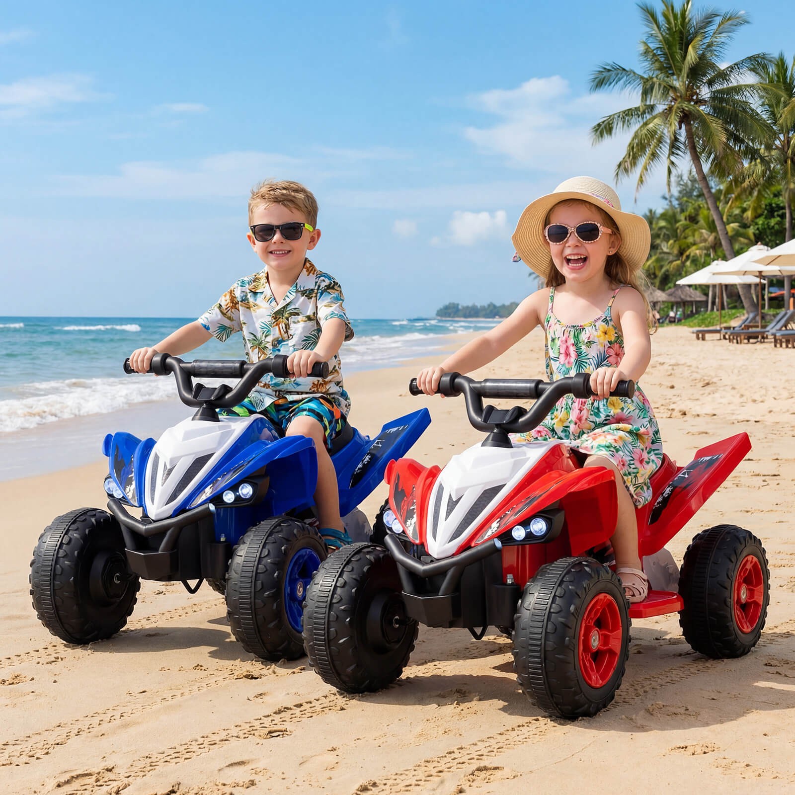 12V Quad 4 Wheeler Ride on Toy with Music, Light, USB Port, Wireless Connection