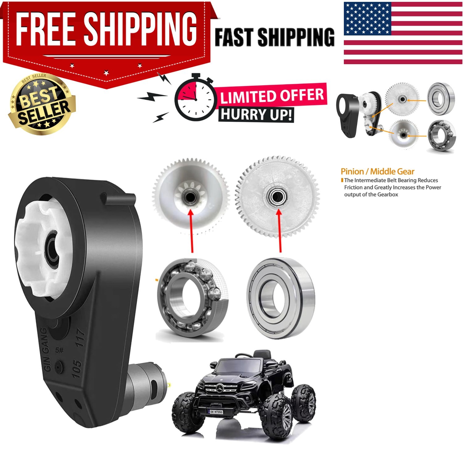 24V 30000RPM Gearbox for Easy Replacement in Kids’ Electric Vehicles