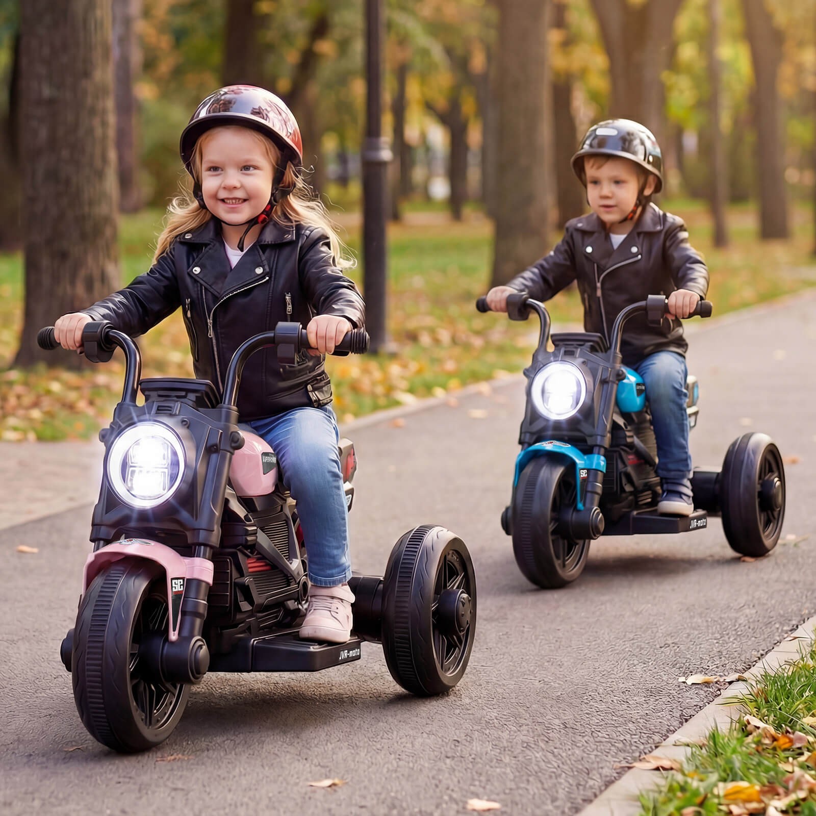 6V Kids Motorcycle w/Song,Story,LED Headlights,Accelerator Pedal & 3 Wheels,Pink
