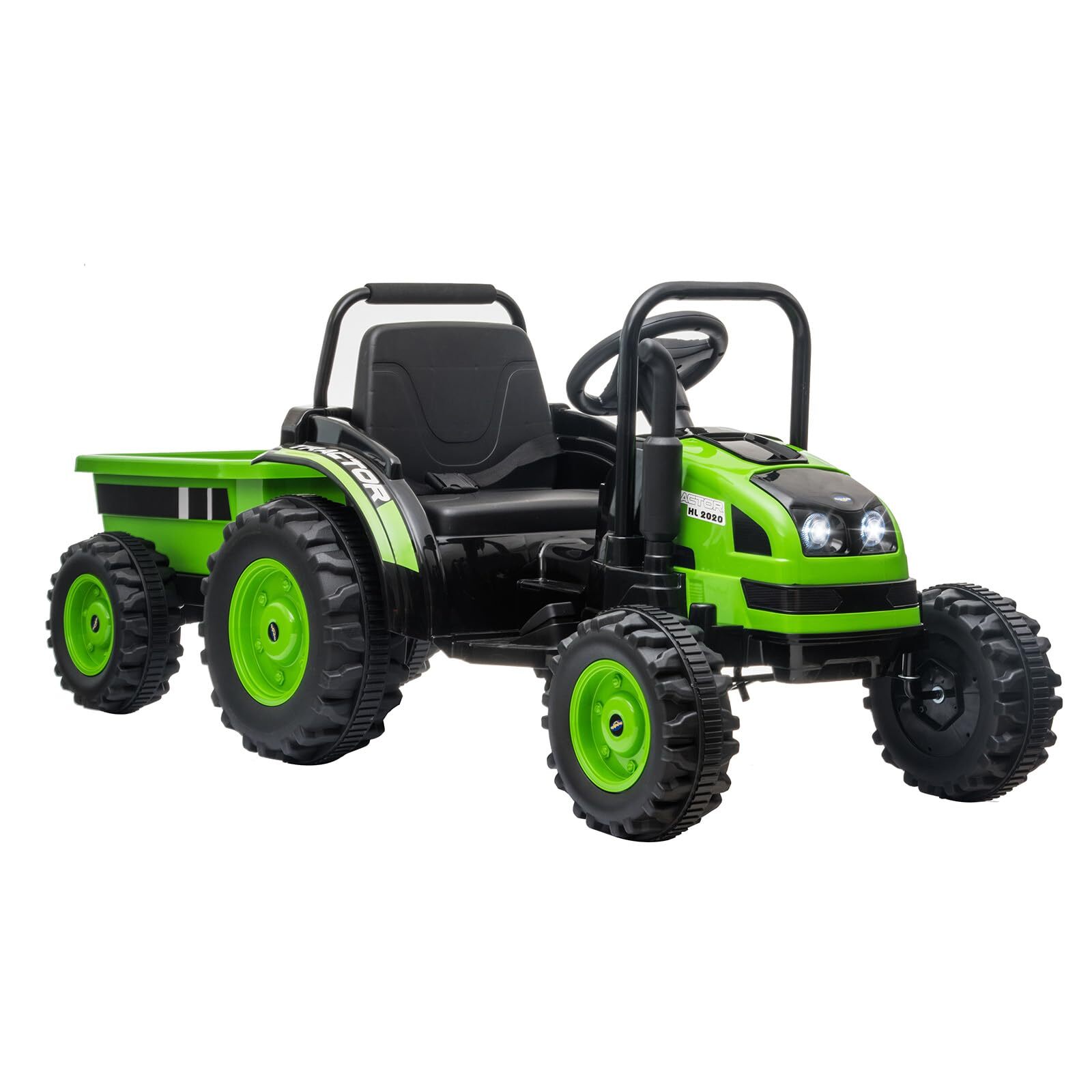 12V Upgraded Ride on Tractor with Trailer Electric Fun Toys Remote Control Kids