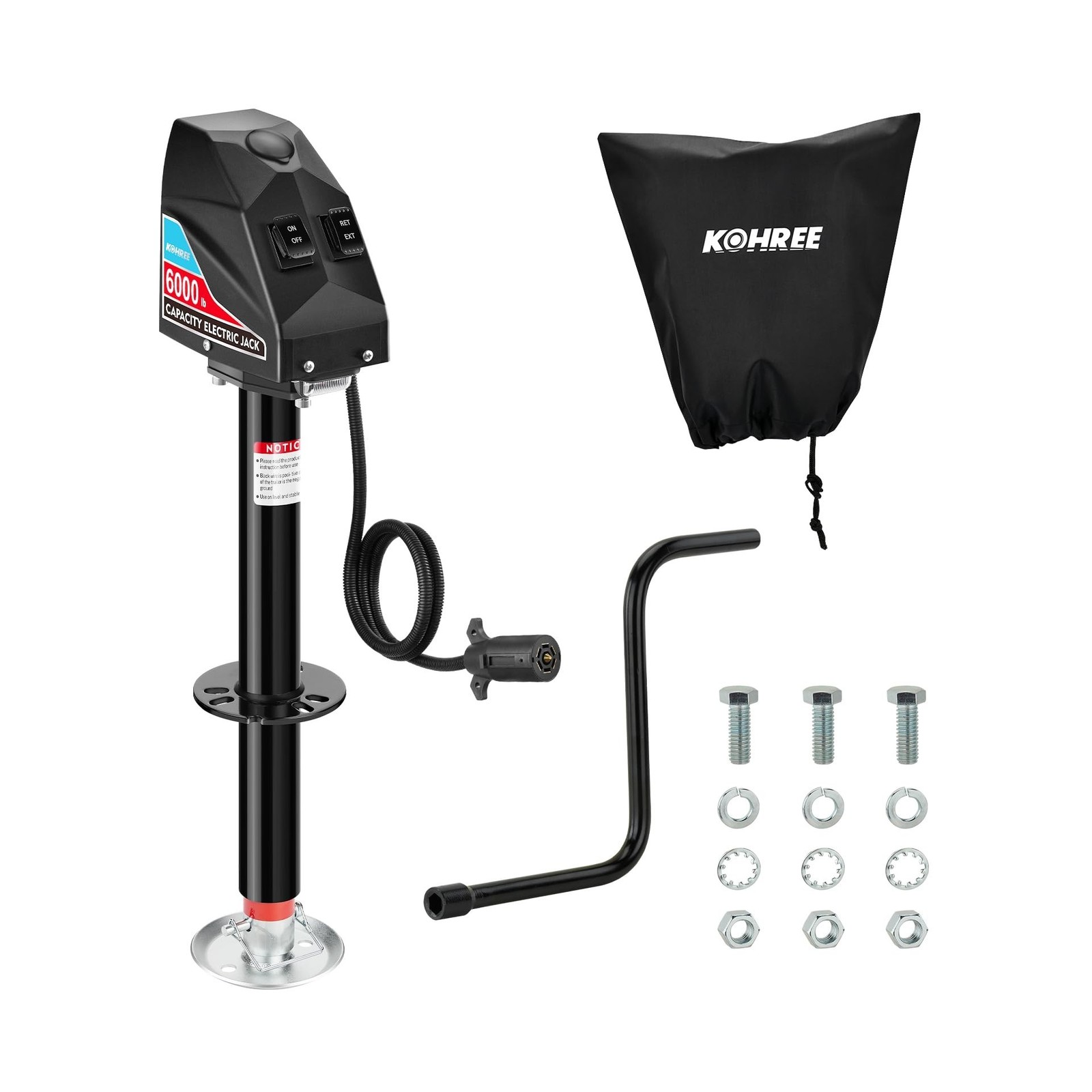 Kohree Electric Trailer Jack 6000 lbs with 7-Way Connector, Heavy Duty RV Ele…
