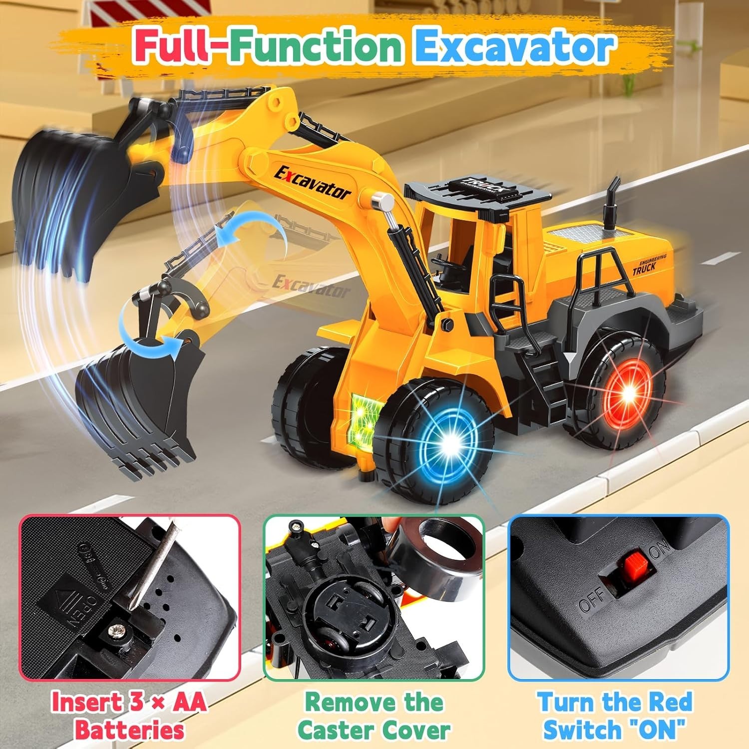 Large Excavator Toy with Realistic Digging Arm – Perfect Birthday Gift for Boys