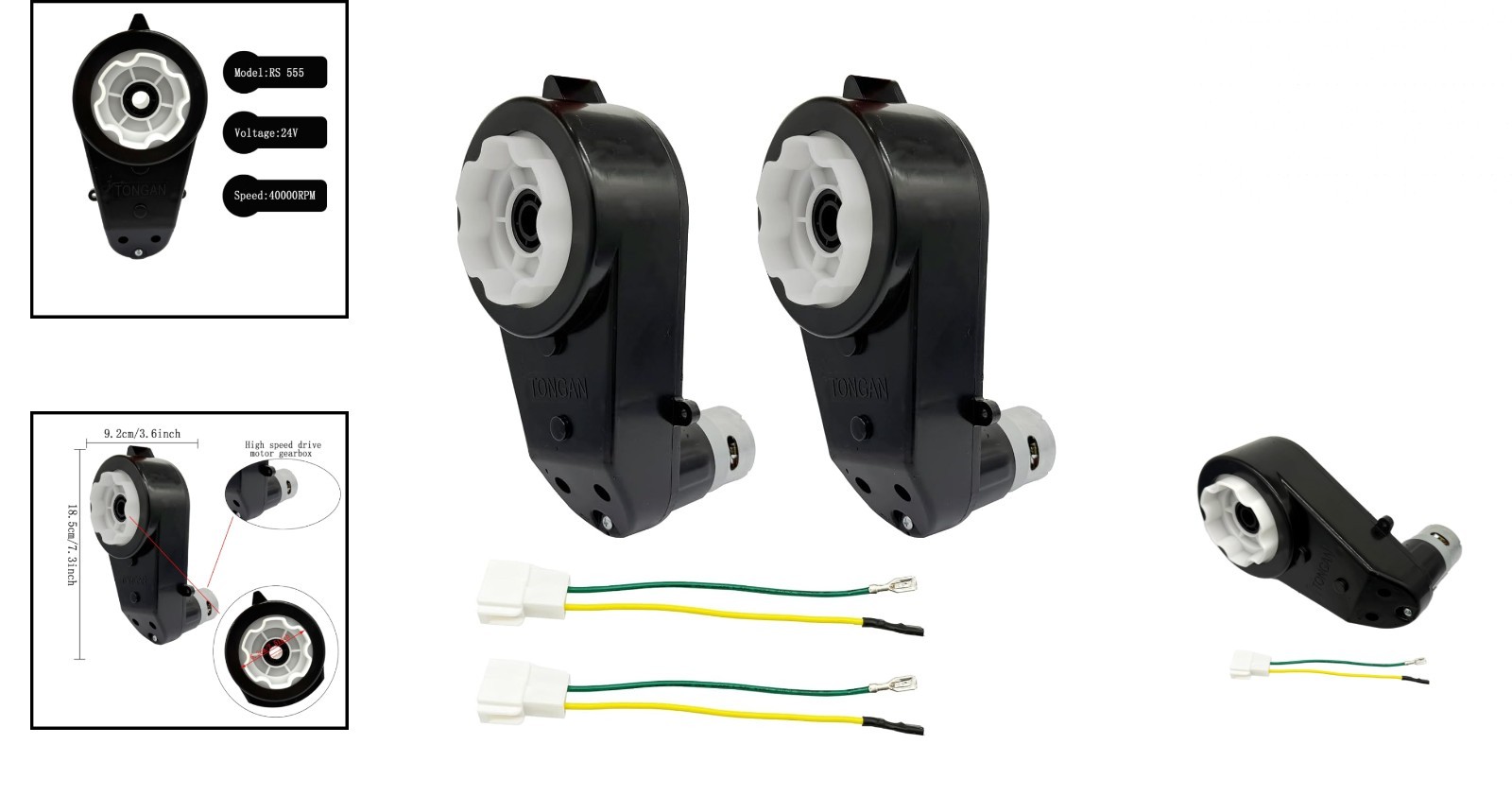 2Pcs Electric Motor Gearbox Powered for Kids Ride On Toys Car,RS550 12V/RS555…