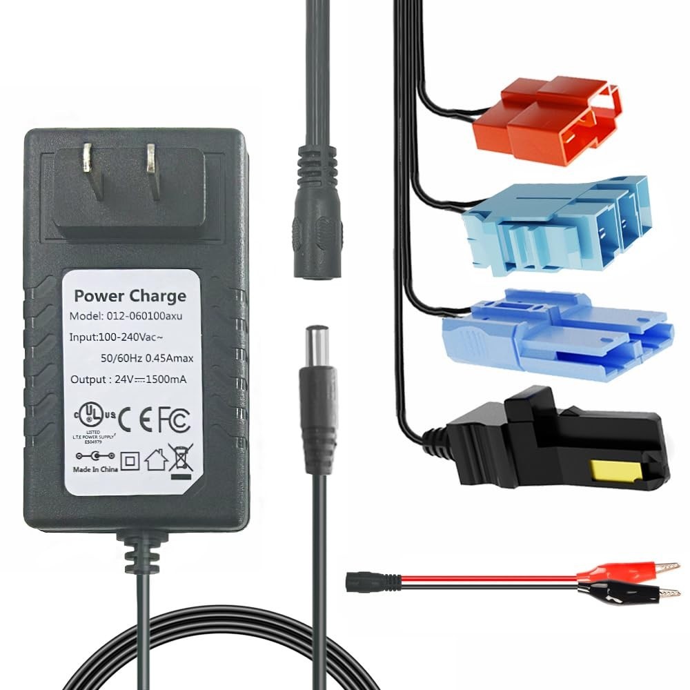 Universal 12V & 24V Charger for Kids Ride-On Cars, Power Wheels, LED Lights Adap