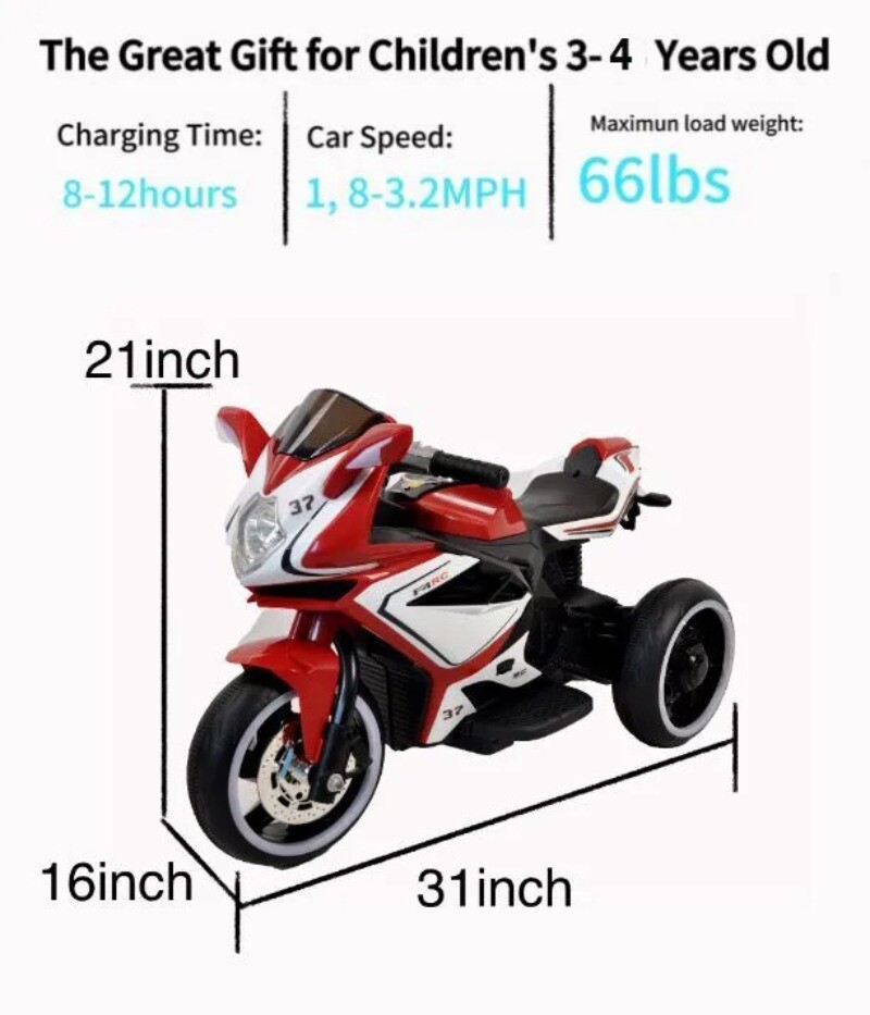 Plastic Red 6V Kids Electric Motorcycle/ Kids Toys Motorcycle/Kids Electric Car